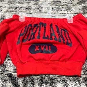 Red Off The Shoulder Portland Crop Top